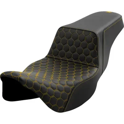 Saddlemen 2008-2013 Harley-Davidson Electra Glide Classic EFI FLHTCI Step-Up Seat – Honeycomb – Extended Reach – Gold Stitching – FL ‘08-‘23