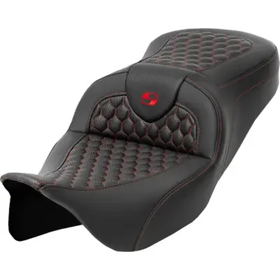 Saddlemen 2008 Harley-Davidson Screamin‘ Eagle Electra Glide Ultra Classic FLHTCUSE3 RoadSofa Seat – Honeycomb – Red Stitch – without Backrest – FLH/FLT ‘08-‘23