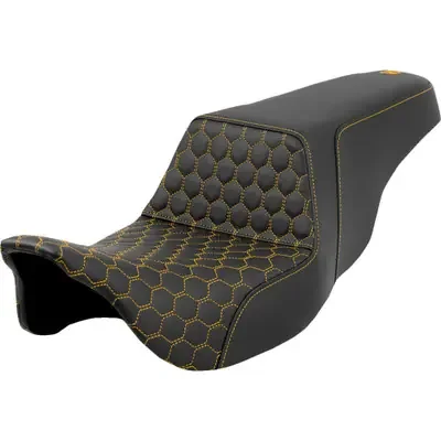 Saddlemen 2008 Harley-Davidson Screamin‘ Eagle Electra Glide Ultra Classic FLHTCUSE3 Step-Up Seat – Honeycomb – Gold Stitching – FL ‘08-‘23