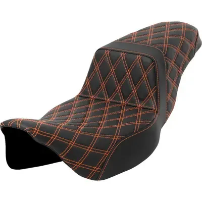 Saddlemen 2008 Harley-Davidson Screamin‘ Eagle Electra Glide Ultra Classic FLHTCUSE3 Step-Up Seat – Lattice Stitch – Orange Stitch – Extended Reach – FLH/FLT ‘08-‘23