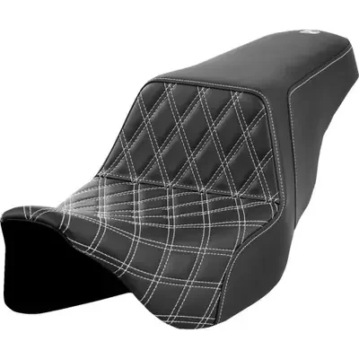 Saddlemen 2008 Harley-Davidson Screamin‘ Eagle Electra Glide Ultra Classic FLHTCUSE3 Step-Up Seat – Front Lattice Stitch – White Stitch – FLH/FLT ‘08-‘23