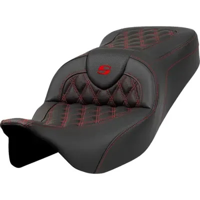 Saddlemen 2008 Harley-Davidson Screamin‘ Eagle Road King FLHRSE4 Roadsofa Seat – Lattice Stitch – Red Stitch – without Backrest – FLH/FLT ‘08-‘23
