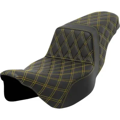 Saddlemen 2008 Harley-Davidson Screamin‘ Eagle Road King FLHRSE4 Step-Up Seat – Lattice Stitch – Gold Stitch – Extended Reach – FLH/FLT ‘08-‘23