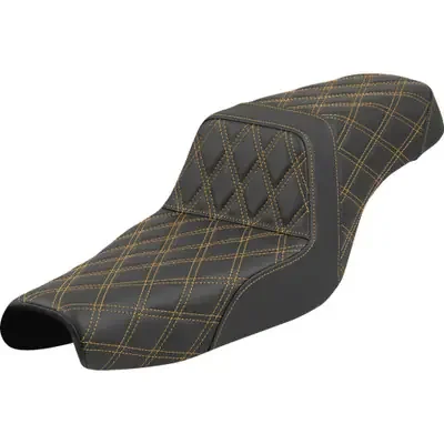 Saddlemen 2014-2017 Harley-Davidson SuperLow 1200 XLT Step-Up Seat – Lattice Stitch – Gold Stitch – XL ‘04-‘22