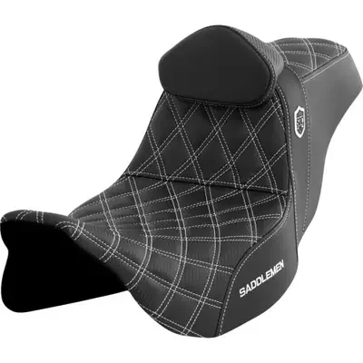 Saddlemen 2016-2019 Harley-Davidson Road Glide Ultra FLTRU Pro Series SDC Performance Seat – w/ Backrest – White Stitch – FLH/FLT ‘08-‘23