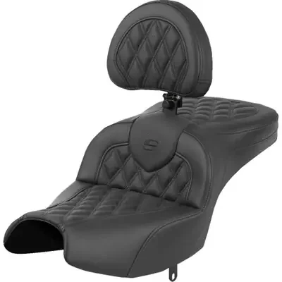 Saddlemen 2022-2024 Indian Pursuit Limited Roadsofa Seat – With Backrest – Black – Lattice Stitch – Indian Pursuit ‘22-‘24