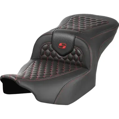 Saddlemen 2023-2024 Harley-Davidson CVO Street Glide FLHXSE Roadsofa Seat – without Backrest – Honeycomb – Red Stitch – FLTR/FLHX ‘23-‘24