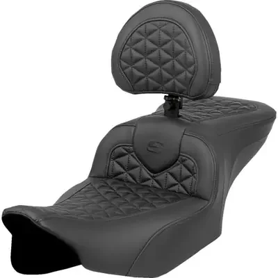 Saddlemen 2023-2024 Harley-Davidson CVO Street Glide FLHXSE RoadSofa Tri Gripper Seat – Standard Reach – w/ Backrest – FLH/FLT ‘23-‘24