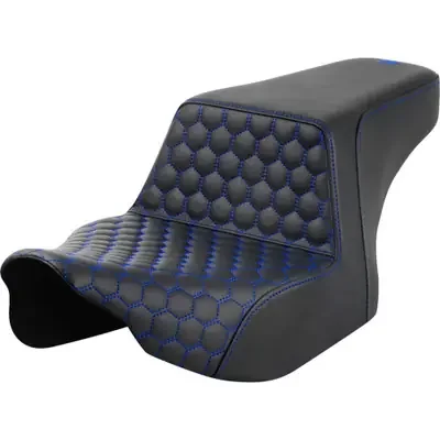 Saddlemen 2023-2024 Harley-Davidson CVO Street Glide FLHXSE Step-Up Seat – Front Honeycomb – Blue Stitching – FL ‘23-‘24