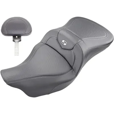 Saddlemen 2023-2024 Harley-Davidson Road Glide Limited FLTRK Roadsofa Seat – Carbon Fiber – with Backrest – Black – FL ‘09-‘24