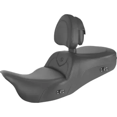 Saddlemen 2023-2024 Harley-Davidson Road King Special FLHRXS Heated RoadSofa Seat – With Backrest – Black w/ Black Stitching – FL‘ 09-‘24