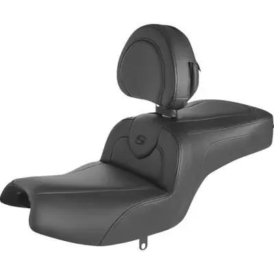 Saddlemen 2023-2024 Indian Challenger Elite RoadSofa Seat – with Backrest – Black w/ Black Stitching – Challenger/Pursuit ‘20-‘24