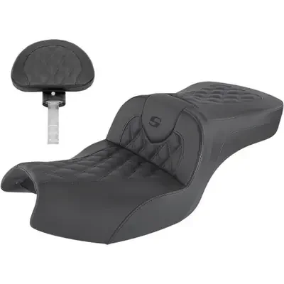 Saddlemen 2023-2024 Indian Pursuit Elite Roadsofa Seat – With Backrest – Full Lattice Stitch – Black – Indian