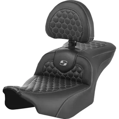 Saddlemen 2023 Harley-Davidson CVO Road Glide Limited Roadsofa Seat – with Backrest – Honeycomb – Gray Stitch – FLTR/FLHX ‘23-‘24