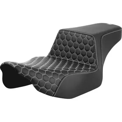 Saddlemen 2024 Harley-Davidson CVO Road Glide ST FLTRXSTSE Step-Up Seat – Extended Reach – Front Honeycomb – White Stitch – FL ‘23-‘24