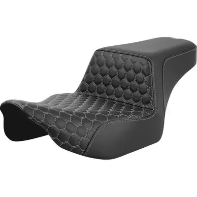 Saddlemen 2024 Harley-Davidson CVO Road Glide ST FLTRXSTSE Step-Up Seat – Extended Reach – Front Honeycomb – Silver Stitch – FL ‘23-‘24
