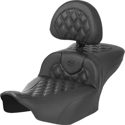 Saddlemen 2024 Harley-Davidson Road Glide Custom FLTRX Roadsofa Extended Reach Seat – with Backrest – Carbon Fiber – Lattice Stitch – FLTR/FLHX ‘23-‘24