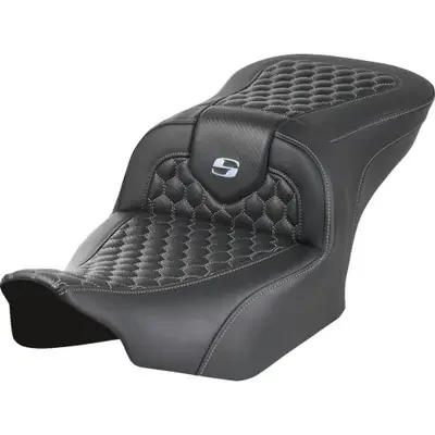 Saddlemen 2024 Harley-Davidson Road Glide Custom FLTRX Roadsofa Seat – without Backrest – Honeycomb – Silver Stitch – FLTR/FLHX ‘23-‘24