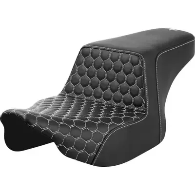 Saddlemen 2024 Harley-Davidson Road Glide Custom FLTRX Step-Up Seat – Front Honeycomb – White Stitching – FL ‘23-‘24