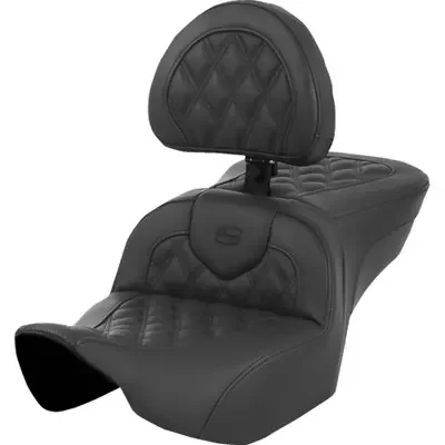 Saddlemen 2024 Harley-Davidson Street Glide EFI FLHX Roadsofa Seat – with Backrest – Lattice Stitch – Black – FL ‘23-‘24