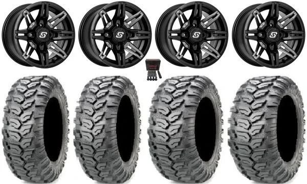 Sedona Rukus 14″ Wheels Black +30mm 26″ Ceros Tires Sportsman 550 850 1000