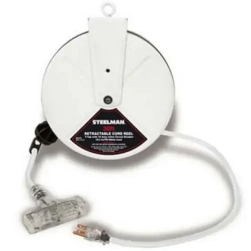 Steelman 30ft Electrical Cord 13A Tri-Tap Retractable Reel – 98483
