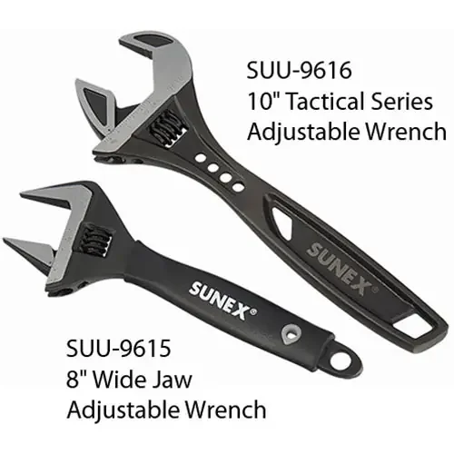 Sunex Tools 2 Pc. Adjustable Wrench Set (10 Tactical & 8 Wide Jaw) – 9617