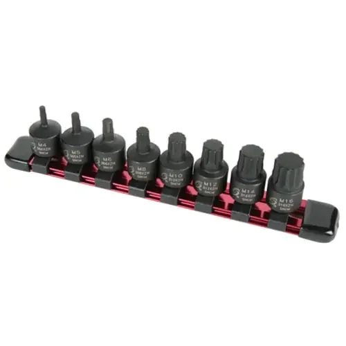 Sunex Tools 8 Pc. 3/8″ Drive Stubby Triple Square Impact Bit Socket Set – 3640
