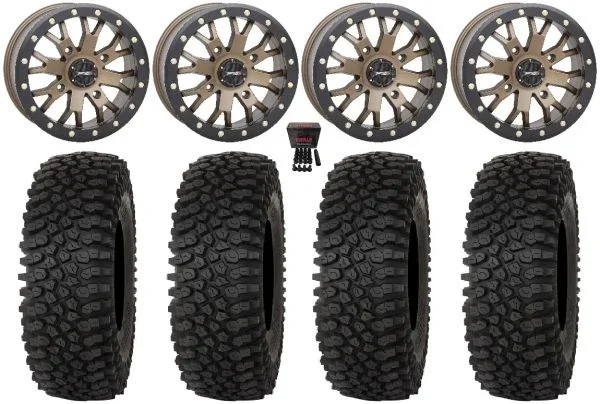 System 3 SB-4 15″ Wheels Bronze (6+1) 37″ Roctane STX Tires Can-Am Maverick X3 / Honda Pioneer 1000 / Talon