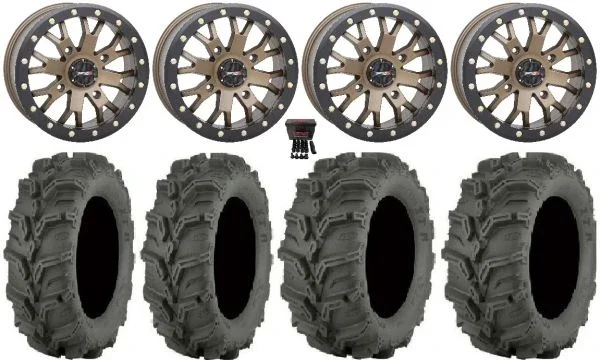System 3 SB-4 Bronze (4+3) 14″ Wheels 27″ Mud Lite XTR Tires Can-Am Commander Maverick Renegade Outlander Defender