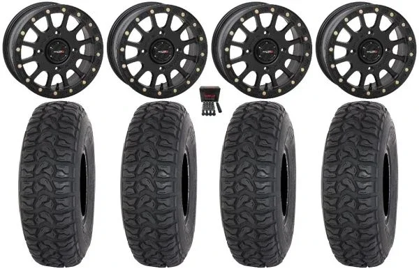 System 3 SB-5 15″ Wheels Black 35″ Chicane LT Tires Can-Am Maverick X3 / Honda Pioneer 1000 / Talon
