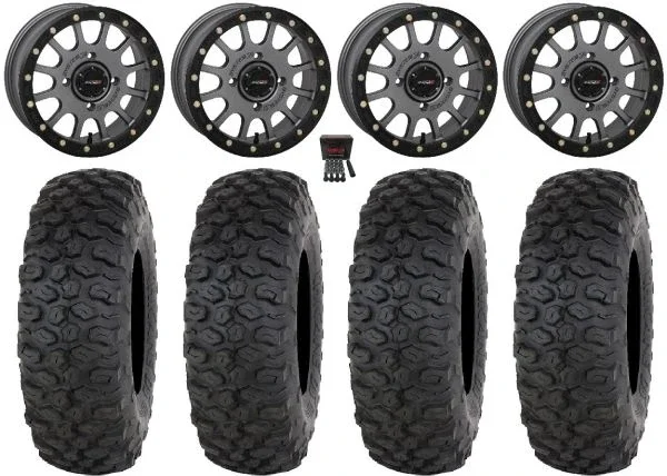 System 3 SB-5 15″ Wheels Grey 35″ Chicane DS Tires Kawasaki Mule Pro FXT KRX / Yamaha Wolverine RMAX / YXZ 2019+