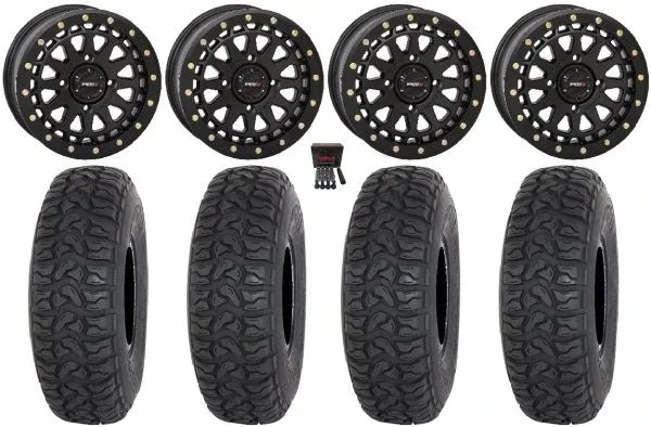 System 3 SB-6 15″ Wheels Black (5+2) 32″ Chicane LT Tires Can-Am Maverick X3 / Honda Pioneer 1000 / Talon