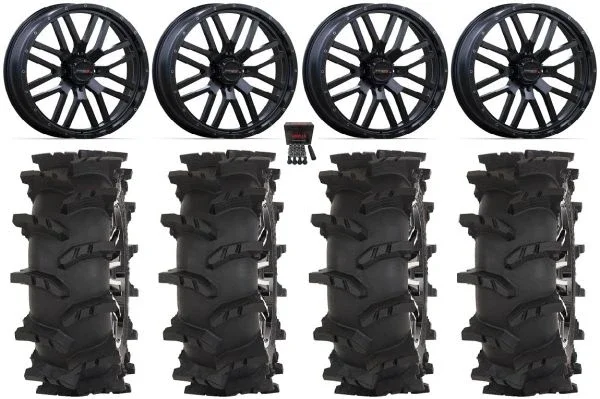 System 3 ST-3 24″ Wheels Black 37″ Outlaw Max Tires Polaris Sportsman / RZR / Ranger