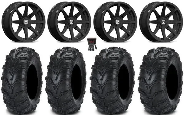 Valor V01 14″ Wheels Black 27″ Mud Lite II Tires Kawasaki Teryx Mule