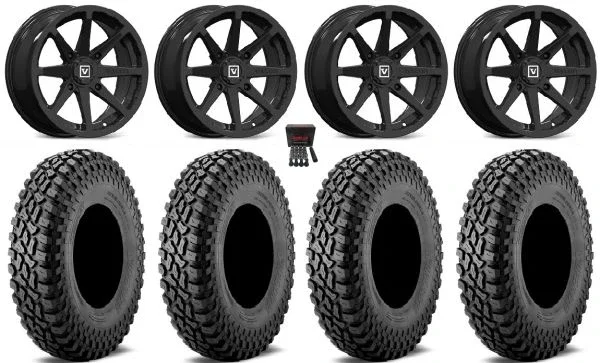 Valor V01 14″ Wheels Black 30″ Incursion A/T Tires Can-Am Commander Maverick Renegade Outlander Defender