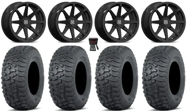 Valor V01 15″ Wheels Black 32″ Terra Hook Tires Can-Am Commander Maverick Renegade Outlander Defender