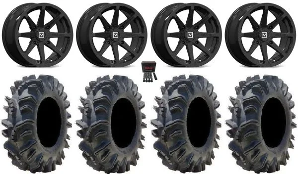 Valor V01 15″ Wheels Black 34″ Terminator Tires Polaris Sportsman / RZR / Ranger