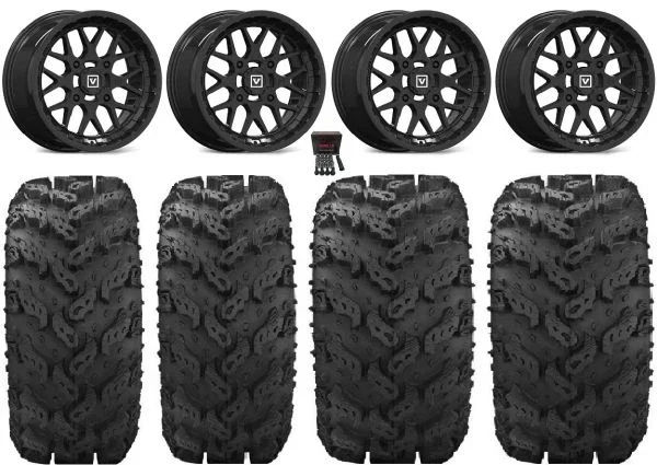 Valor V03 14″ Wheels Black 27″ Reptile Tires Kawasaki Teryx Mule