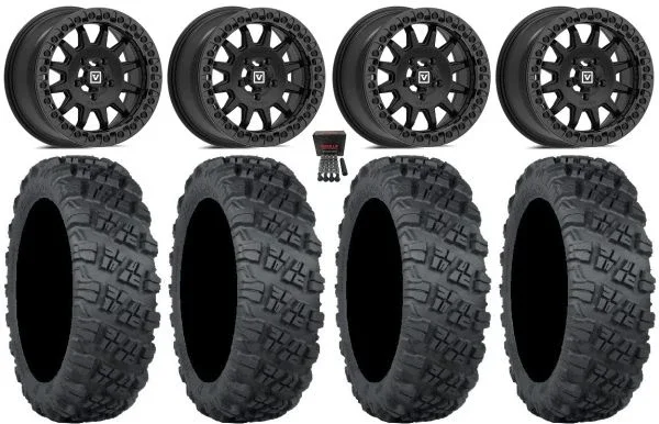 Valor V09 Beadlock 15″ Wheels Black 32″ Versa Cross V3 Tires Polaris RZR Turbo R & Pro R Ranger 1500 Xpedition