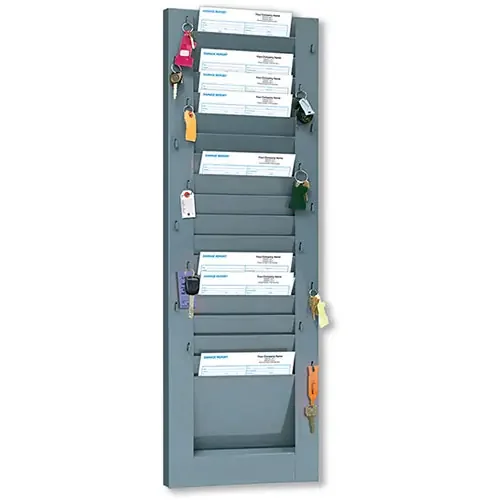 Vertical 18-Pocket Repair Order Rack with Key Hooks